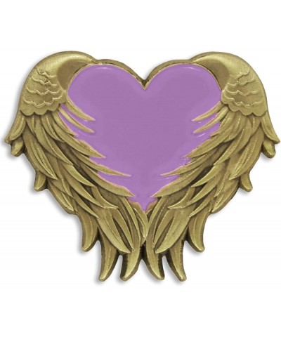 Heart with Angel Wings Enamel Lapel Pin – Enamel Heart Lapel Pin with Antique Gold or Nickel-Plated Angel Wings – Heart Wing ...