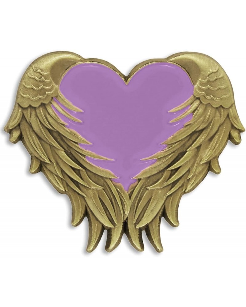 Heart with Angel Wings Enamel Lapel Pin – Enamel Heart Lapel Pin with Antique Gold or Nickel-Plated Angel Wings – Heart Wing ...