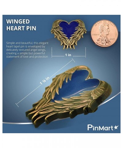 Heart with Angel Wings Enamel Lapel Pin – Enamel Heart Lapel Pin with Antique Gold or Nickel-Plated Angel Wings – Heart Wing ...