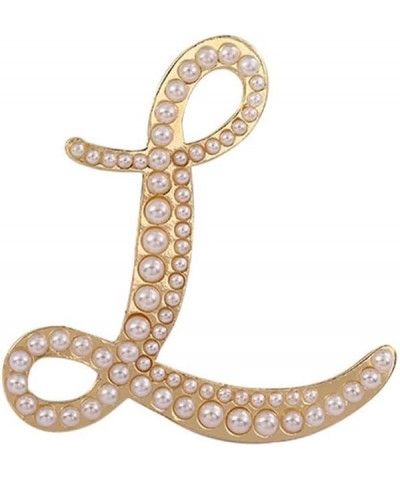 A-Z Letter Brooch Pin Faux Pearl Initial Letter Pin Gold 26 Alphabets Badges Breastpin Women Teens Fashion Jewelry L $7.79 Br...