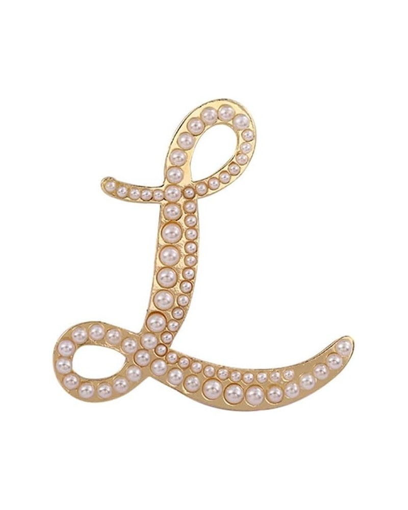 A-Z Letter Brooch Pin Faux Pearl Initial Letter Pin Gold 26 Alphabets Badges Breastpin Women Teens Fashion Jewelry L $7.79 Br...