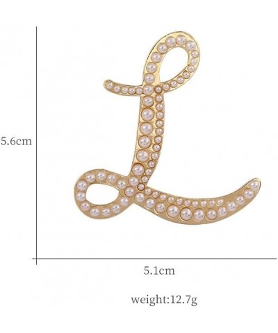 A-Z Letter Brooch Pin Faux Pearl Initial Letter Pin Gold 26 Alphabets Badges Breastpin Women Teens Fashion Jewelry L $7.79 Br...