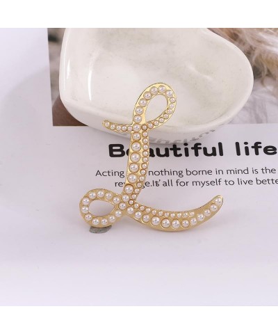 A-Z Letter Brooch Pin Faux Pearl Initial Letter Pin Gold 26 Alphabets Badges Breastpin Women Teens Fashion Jewelry L $7.79 Br...