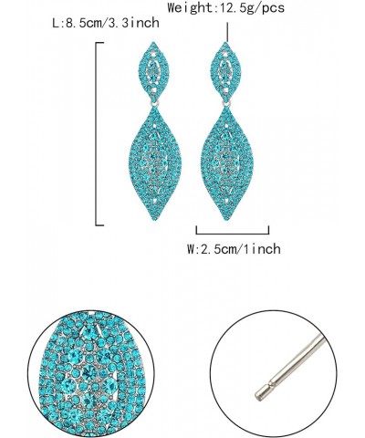 Women's Rhinestone Crystal Wedding Bridal 2 Leaf Drop Dangle Chandelier Earrings Light Blue $10.70 Earrings