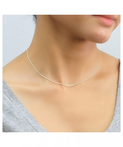 Sterling Silver Necklace 0.8mm High Polished Round Snake Chain Necklace (14, 16, 18, 20, 22, 24, 30 Inch) 14.0 Inches $13.29 ...