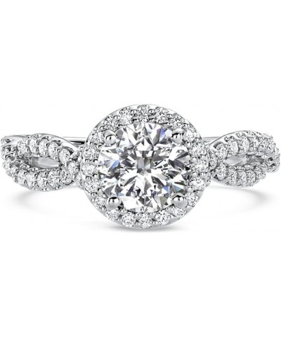 Engagement Ring 1.5 CT Twist Halo Moissanite Engagement Rings for Women 10k 14k 18k Free Engraving 10k $97.28 Rings