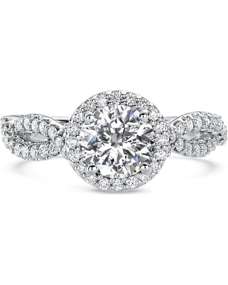 Engagement Ring 1.5 CT Twist Halo Moissanite Engagement Rings for Women 10k 14k 18k Free Engraving 10k $97.28 Rings