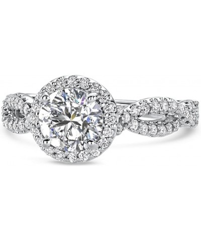 Engagement Ring 1.5 CT Twist Halo Moissanite Engagement Rings for Women 10k 14k 18k Free Engraving 10k $97.28 Rings