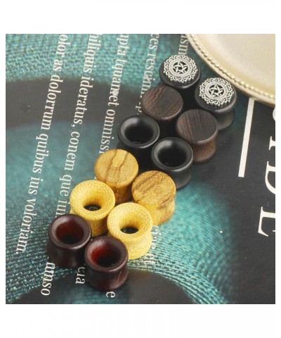 6 Pairs Set Nature Organic Wood Ear Tunnels Wooden Gauges For Ear Saddle Plugs Flesh Tunnels Stretching Punk Piercings Expand...