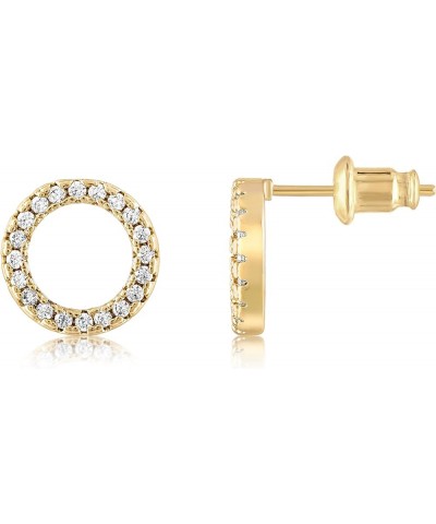 18K Gold Plated Cubic Zirconia Halo Stud Earrings Gold Plated $20.29 Earrings