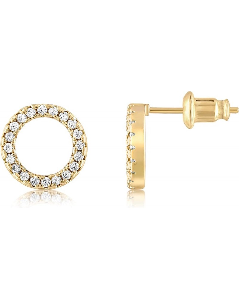 18K Gold Plated Cubic Zirconia Halo Stud Earrings Gold Plated $20.29 Earrings