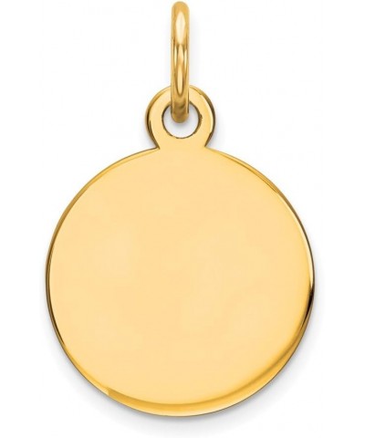 Solid 14k Yellow Gold Round Disc Charm Engravable Pendant - 18mm x 11mm $44.80 Pendants