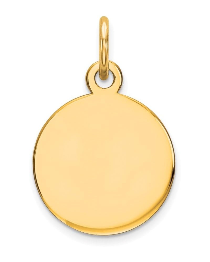 Solid 14k Yellow Gold Round Disc Charm Engravable Pendant - 18mm x 11mm $44.80 Pendants