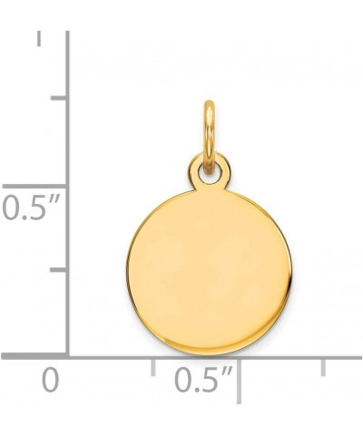 Solid 14k Yellow Gold Round Disc Charm Engravable Pendant - 18mm x 11mm $44.80 Pendants