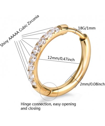 Hypoallergenic Unisex Surgical Steel Small Cubic Zirconia Huggie Hoop Earring, Color Gold - Silver - Rose Gold - Black - Rain...