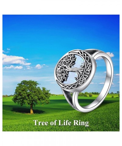 Tree of Life Rings Sterling Silver Celtic Knot Tree of Life Rings Family Tree Jewelry Gifts for Women White opal $20.99 Rings