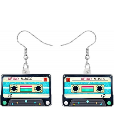 Acrylic Fun Vintage Radio Cassette Tape Earrings Retro Jewelry for Women Girls 80s 90s Nostalgic Gifts Party Favors Blue $8.2...