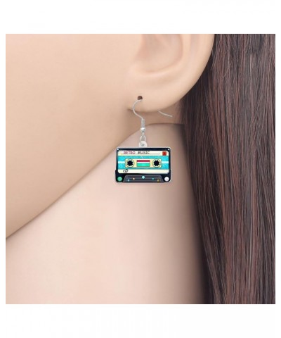 Acrylic Fun Vintage Radio Cassette Tape Earrings Retro Jewelry for Women Girls 80s 90s Nostalgic Gifts Party Favors Blue $8.2...