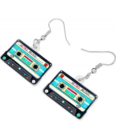 Acrylic Fun Vintage Radio Cassette Tape Earrings Retro Jewelry for Women Girls 80s 90s Nostalgic Gifts Party Favors Blue $8.2...