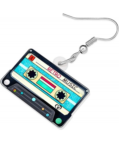 Acrylic Fun Vintage Radio Cassette Tape Earrings Retro Jewelry for Women Girls 80s 90s Nostalgic Gifts Party Favors Blue $8.2...