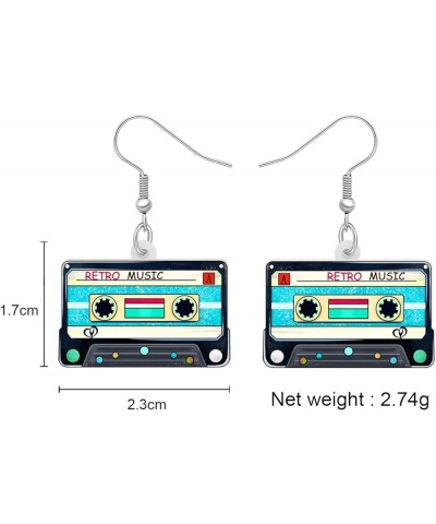 Acrylic Fun Vintage Radio Cassette Tape Earrings Retro Jewelry for Women Girls 80s 90s Nostalgic Gifts Party Favors Blue $8.2...