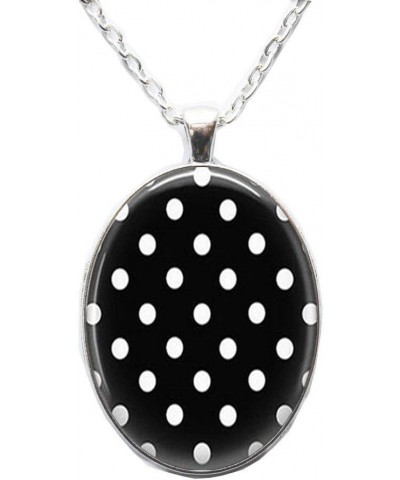 Polka Dot Necklace Black and White Polka Dot Jewelry Art Glass Dome Cabochon Charm Pendant Necklace Women Men Jewellery,RN223...