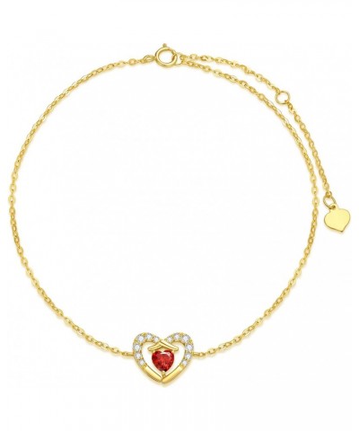 10k Gold Cubic Zirconia Heart Anklet for Women Love Foot Jewelry Ankle Bracelet Gifts for Her, 9.4-11 Inch $78.30 Anklets