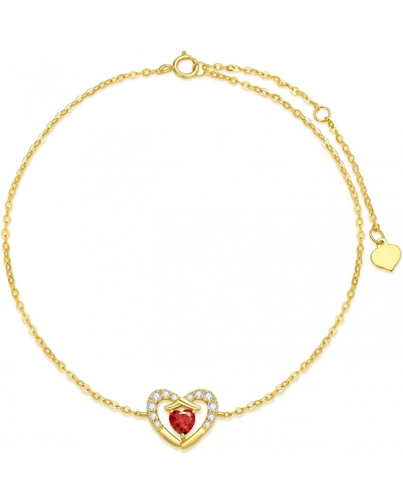 10k Gold Cubic Zirconia Heart Anklet for Women Love Foot Jewelry Ankle Bracelet Gifts for Her, 9.4-11 Inch $78.30 Anklets