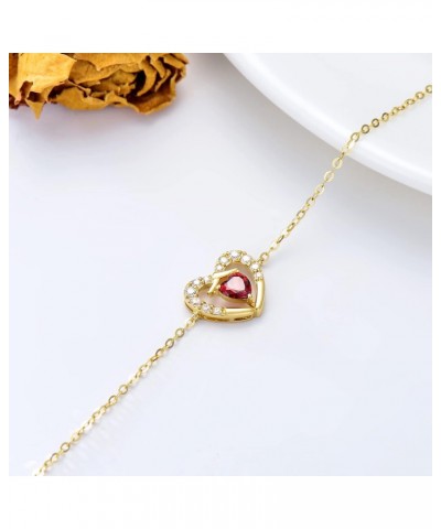 10k Gold Cubic Zirconia Heart Anklet for Women Love Foot Jewelry Ankle Bracelet Gifts for Her, 9.4-11 Inch $78.30 Anklets