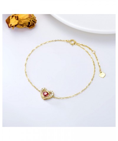 10k Gold Cubic Zirconia Heart Anklet for Women Love Foot Jewelry Ankle Bracelet Gifts for Her, 9.4-11 Inch $78.30 Anklets