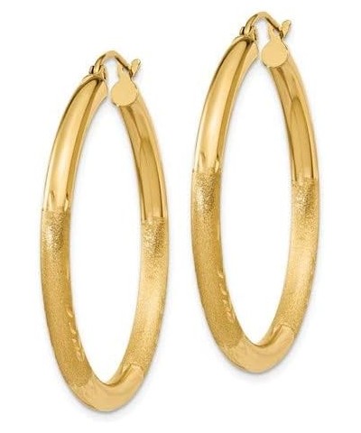 14K Yellow Gold Diamond Cut 3mm Hoop Earrings 35mm $119.68 Earrings