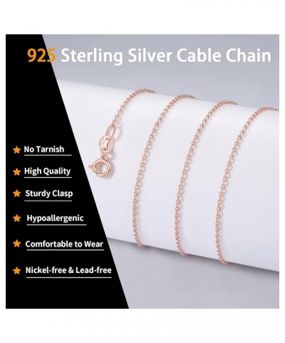 Solid 18k Gold Over 925 Sterling Silver Chain Necklace for Women Girls, 1mm Cable Chain Necklace Sturdy & Shiny Women's Chain...