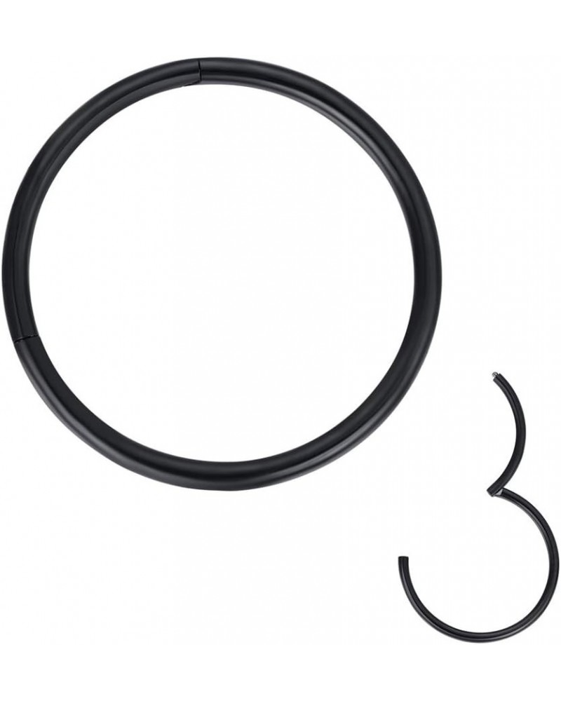 316L Surgical Steel Hinged Clicker Nose Rings Hoop 20G 18G 16G 14G Septum Rings Body Piercing Lip Rings 1pcs,Black,16g,Diamet...