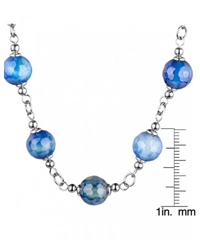 ELYA Stainless Steel Natural Mixed Agate Beaded Strand Necklace Blue $9.55 Necklaces