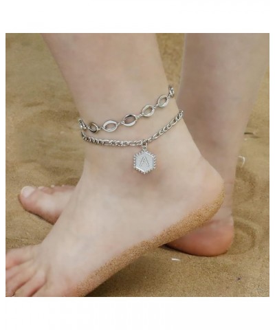 Gold Anklets for Women Gold Plated Initial Anklets Cuban Chain Link Ankle Bracelets Dainty Letter Anklet Personalized Name An...