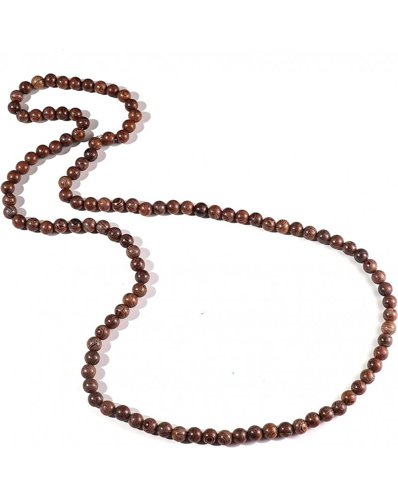 8MM Natural Wood Bead Necklace Africa Wooden Chain Statement Unisex Chunky Strand Necklaces Hip Hop Jewelry wenge $6.88 Neckl...