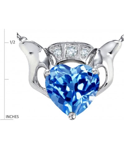 Sterling Silver Celtic Love Claddagh Heart Pendant Necklace Simulated Blue Topaz $33.14 Necklaces