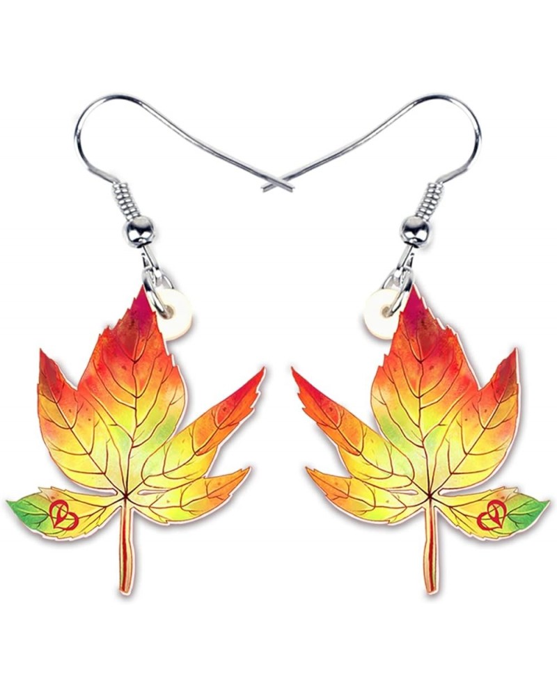 Novelty Maple Leaves Earrings Dangle Acrylic Creative Jewelry Fall Leaf Gifts for Women Girls Charms Autumn Accessories Yello...