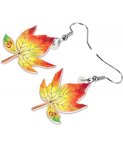 Novelty Maple Leaves Earrings Dangle Acrylic Creative Jewelry Fall Leaf Gifts for Women Girls Charms Autumn Accessories Yello...