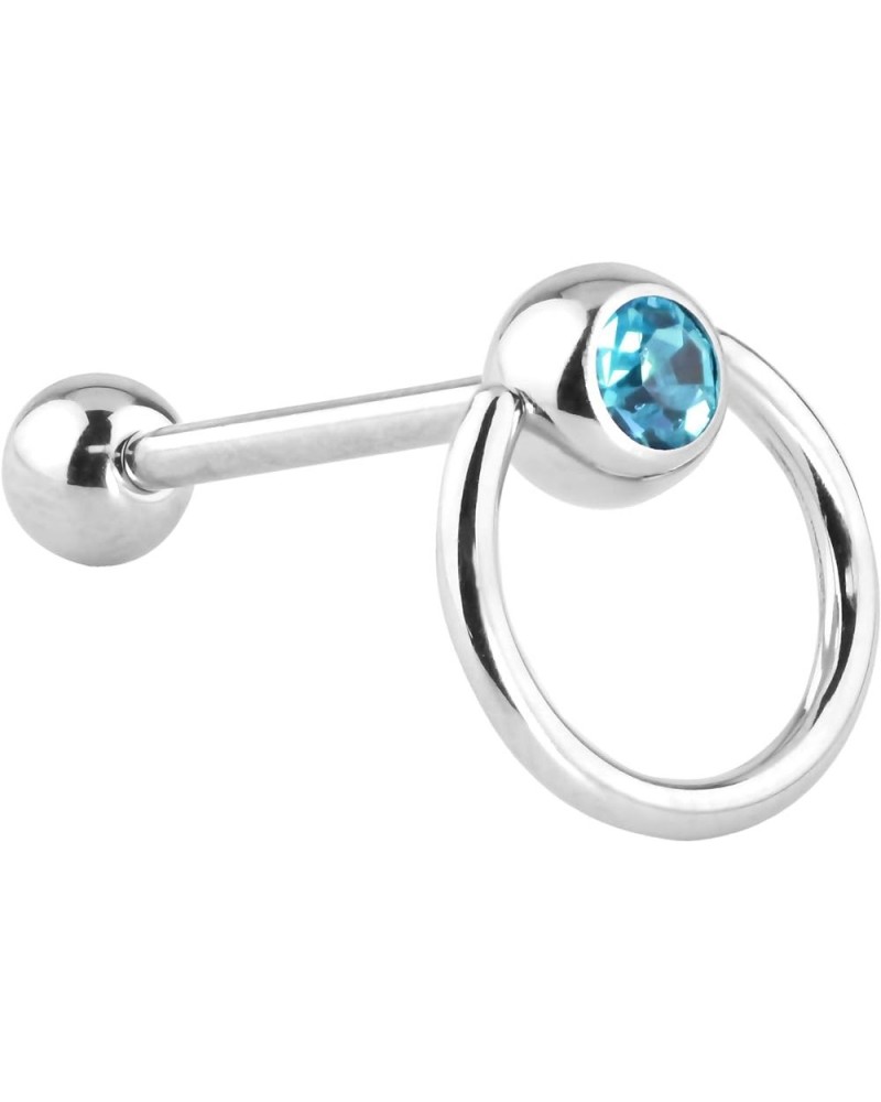 14g 16mm Surgical Steel CZ Crystal Slave Ring Piercing Barbell Aqua $7.94 Body Jewelry