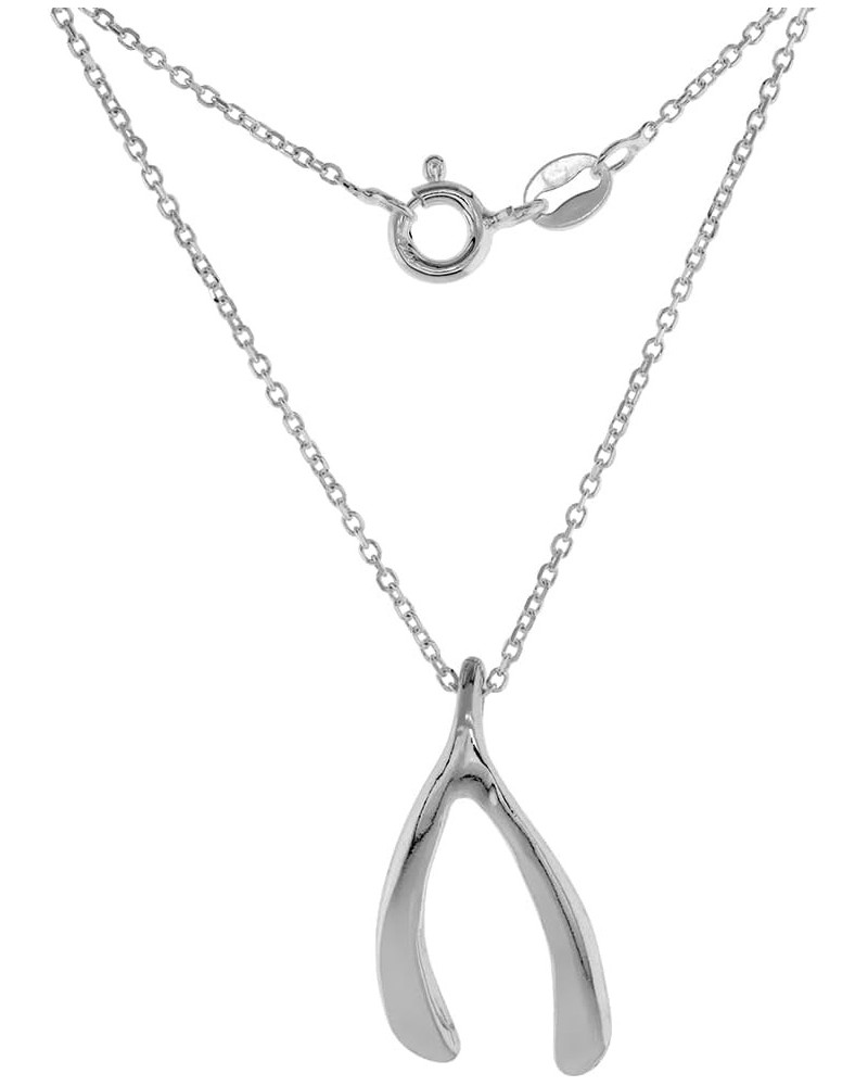 Sterling Silver Wishbone Necklace for Women 1 inch tall Available with or without chain with 18 inch 1mm Cable Chain $18.53 N...