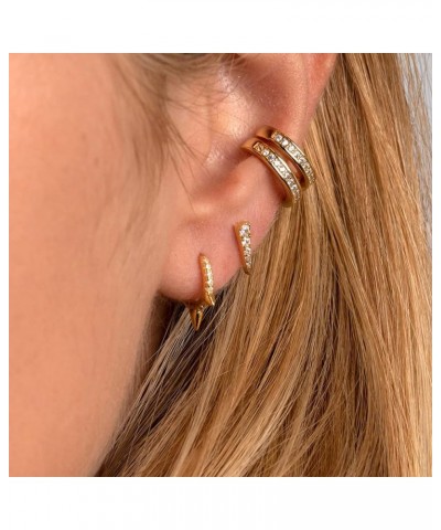 Small Huggie Hoop Earrings 14K Gold Plated Hypoallergenic Minimalist Ear Jewelry 04 Spike $8.49 Earrings