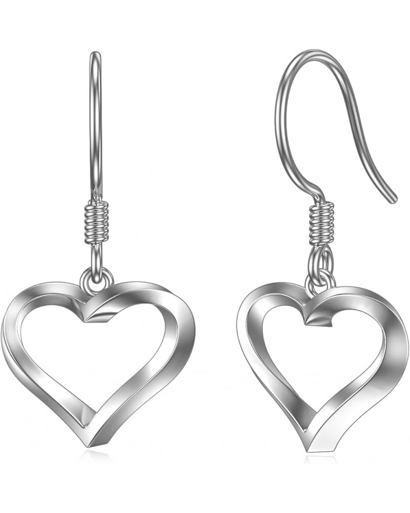 Sterling Silver Heart Dangle Drop Earrings with Crystal Valentine's Day Gift Leverback Earrings for Women Girls Wife Girlfrie...