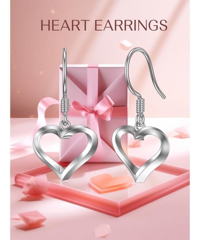 Sterling Silver Heart Dangle Drop Earrings with Crystal Valentine's Day Gift Leverback Earrings for Women Girls Wife Girlfrie...