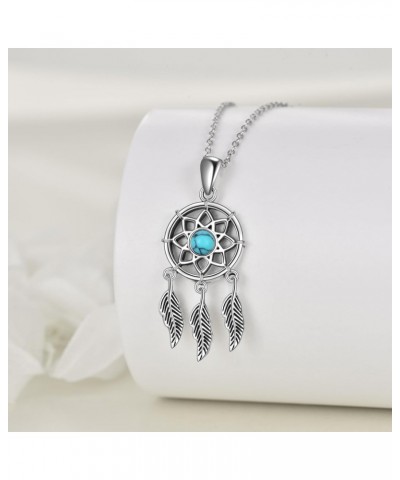 Dream Catcher Necklace 925 Sterling Silver Dreamcatcher Feather Necklace Dream Catcher Turquoise Pendant Dream Catcher Jewelr...