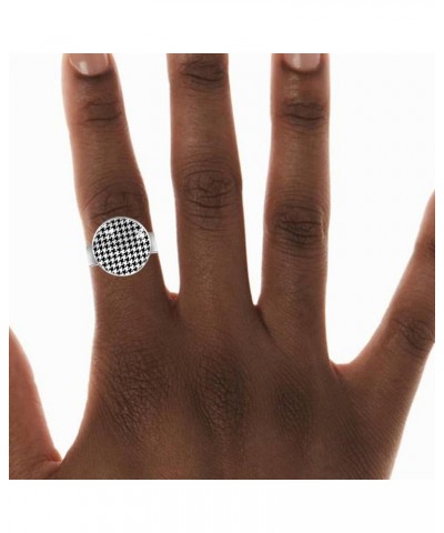 Black White Houndstooth Plaid Pattern Adjustable Rings for Women Girls, Stainless Steel Open Finger Rings Jewelry Gifts $10.4...