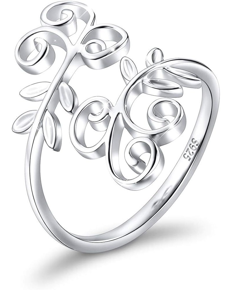 S925 Sterling Silver Adjustable Wrap Open Ring for Women Ivy Leaf 6 $12.18 Rings