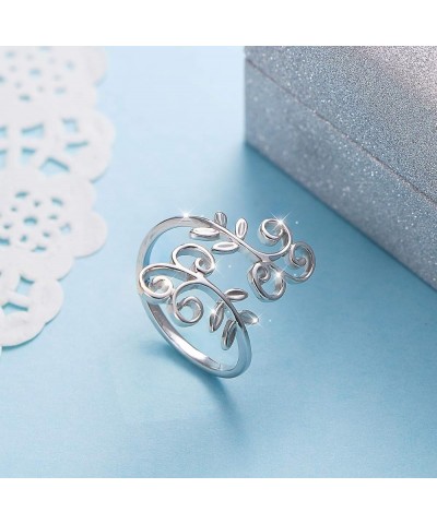 S925 Sterling Silver Adjustable Wrap Open Ring for Women Ivy Leaf 6 $12.18 Rings