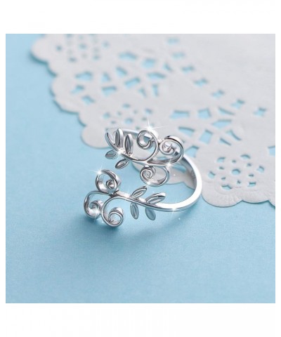 S925 Sterling Silver Adjustable Wrap Open Ring for Women Ivy Leaf 6 $12.18 Rings