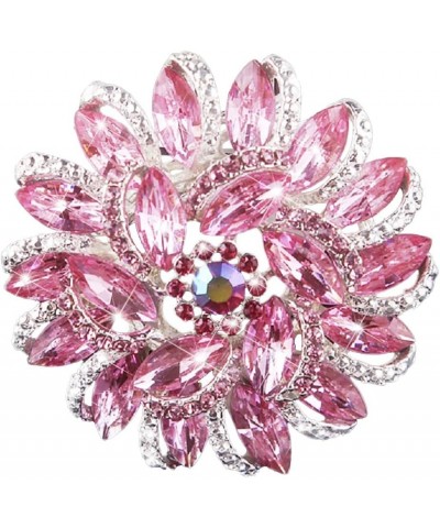 Crystal Diamond Flower Brooch Pin for Women Girls Brides Pink $7.64 Brooches & Pins